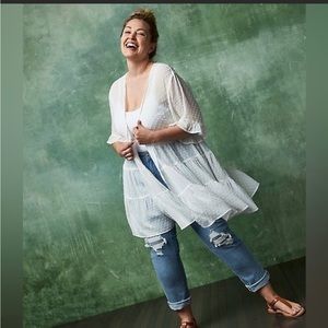 White Clip Dot Tiered Kimono